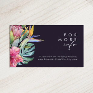 Colourful Tropical Floral Purple Wedding Website Enclosure Card
