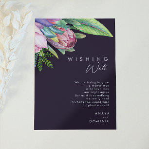 Colourful Tropical Floral Purple Wishing Well Enclosure Card