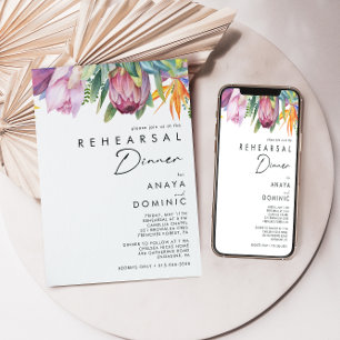Colourful Tropical Floral Rehearsal Dinner Invitation