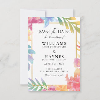 Colourful Tropical Floral Save the Date Card