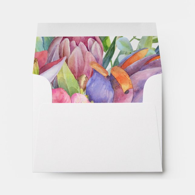 Colourful Tropical Floral | Self Addressed RSVP Envelope (Back (Bottom))