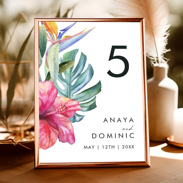 Colourful Tropical Floral Table Number (Creator Uploaded)