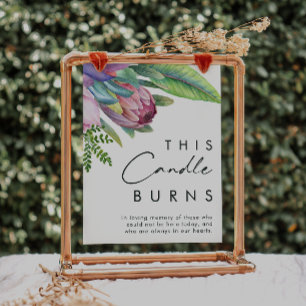 Colourful Tropical Floral This Candle Burns Sign