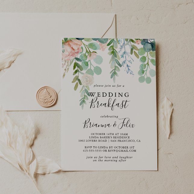 Colourful Tropical Floral Wedding Breakfast Invitation (Creator Uploaded)
