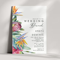 Colourful Tropical Floral Wedding Brunch Invitatio