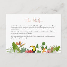 Colourful Tropical Floral Wedding Details Card