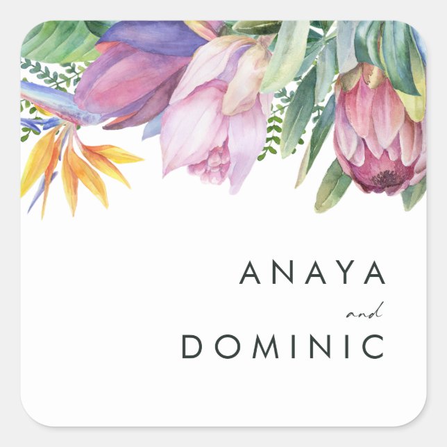 Colourful Tropical Floral | Wedding Envelope Seals (Front)
