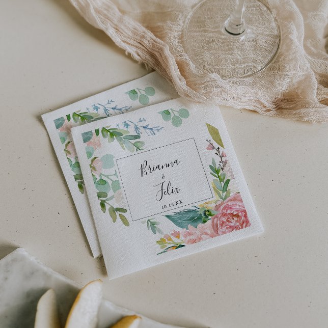 Colourful Tropical Floral Wedding Napkin (Creator Uploaded)