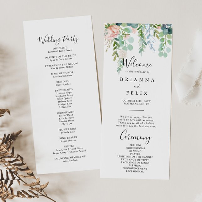 Colourful Tropical Floral Wedding Program (Creator Uploaded)