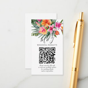 Colourful Tropical Floral Wedding QR Code Details Enclosure Card