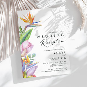Colourful Tropical Floral Wedding Reception Invitation