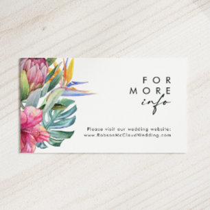 Colourful Tropical Floral Wedding Website Enclosure Card