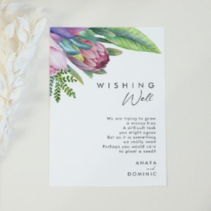 Colourful Tropical Floral   Wedding Wishing Well Enclosure Card
