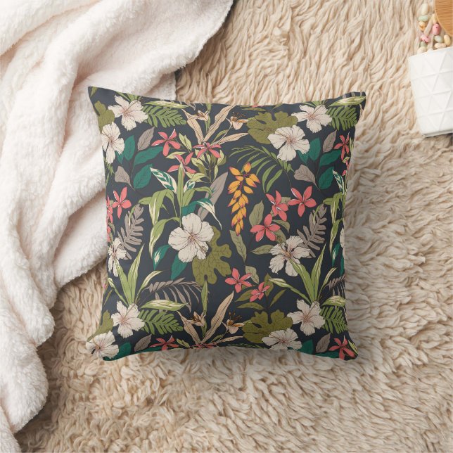 Colourful Tropical Flower Pattern Cushion (Blanket)