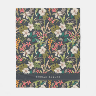 Colourful Tropical Flower Pattern Fleece Blanket