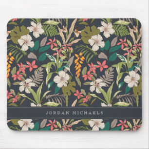 Colourful Tropical Flower Pattern Mouse Pad