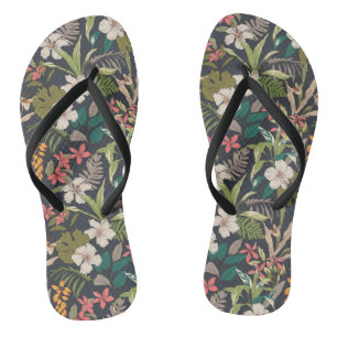 Colourful Tropical Flower Pattern Thongs