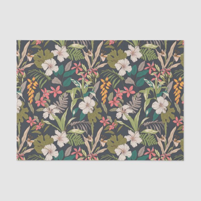 Colourful Tropical Flower Pattern Tissue Paper (Front)