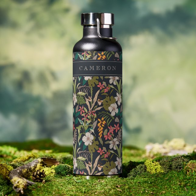 Colourful Tropical Flower Pattern Water Bottle (Outdoor)