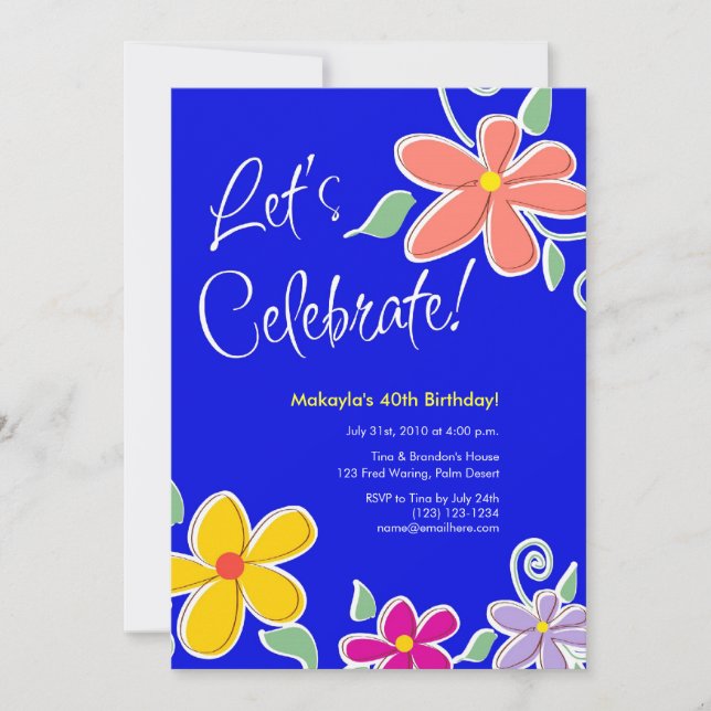 Colourful Tropical Flowers 5x7 Invitations (Front)