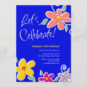 Colourful Tropical Flowers 5x7 Invitations