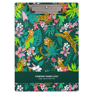 Colourful tropical flowers and animals pattern clipboard
