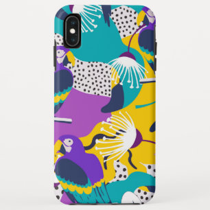 Colourful tropical flowers and birds collage iPhone XS max case