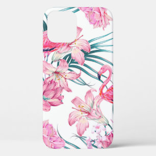 Colourful tropical flowers and birds seamless patt iPhone 12 case