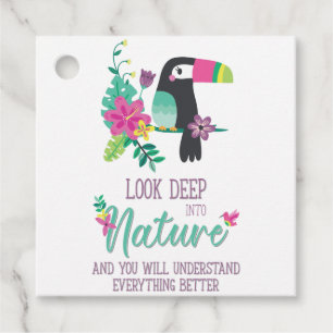 colourful tropical flowers and toucan inspirationa favour tags