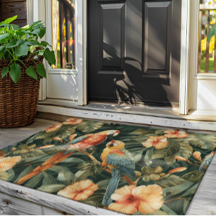 Colourful Tropical Flowers & Birds Doormat