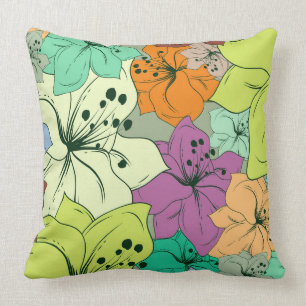 Colourful Tropical Flowers Cushion