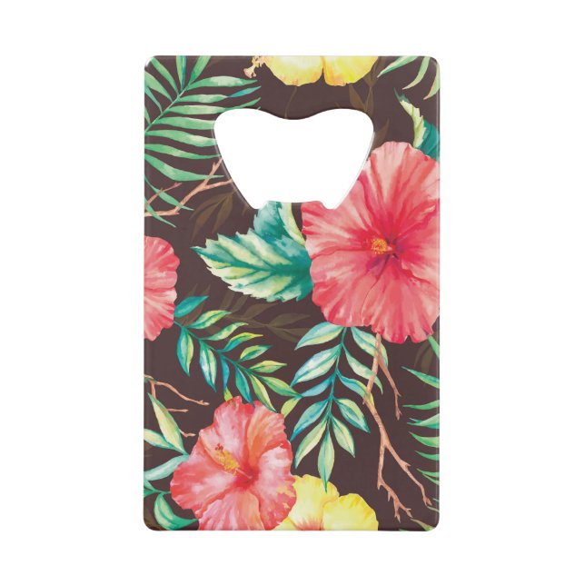 Colourful Tropical Flowers Dark Background (Front)