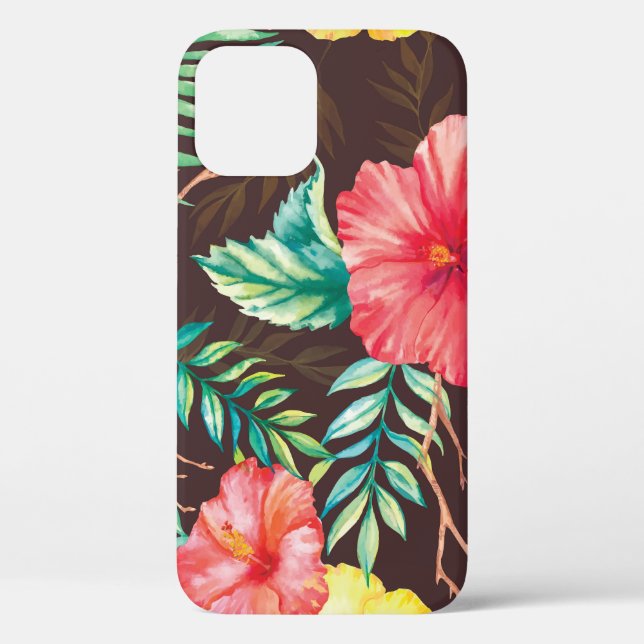 Colourful Tropical Flowers Dark Background Case-Mate iPhone Case (Back)