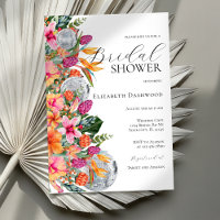 Colourful Tropical Flowers Disco Ball Bridal Showe