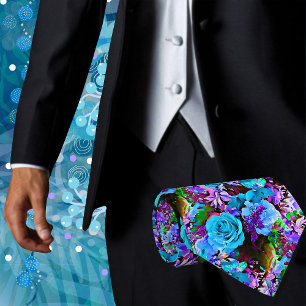 Colourful Tropical Flowers Floral Artistic Neck Ti Tie