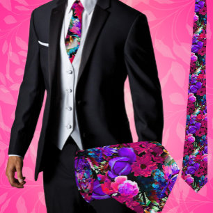 Colourful Tropical Flowers Floral Artistic Neck Ti Tie