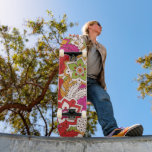 Colourful Tropical Flowers Girly Floral Custom Nam Skateboard<br><div class="desc">Colourful Tropical Flowers Girly Floral Custom Name Skateboard features your personalised name in modern typography on a background of bold and colourful leaves and flowers in red, purple, green, orange and white. Personalise by editing the text in the text box provided. Give a custom made gift, personalised skateboard to your...</div>