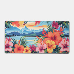Colourful Tropical Flowers & Landscape Desk Mat