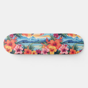 Colourful Tropical Flowers & Landscape Skateboard