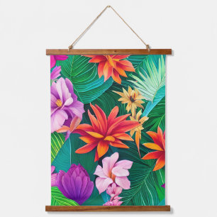 Colourful Tropical Flowers Pattern Hanging Tapestry