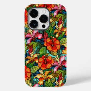 Colourful tropical flowers pattern, hibiscus Case-Mate iPhone 14 pro case