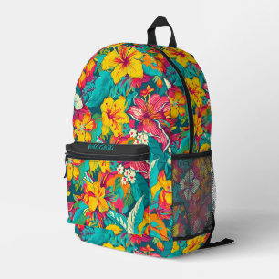 Colourful Tropical Flowers Pattern Printed Backpack