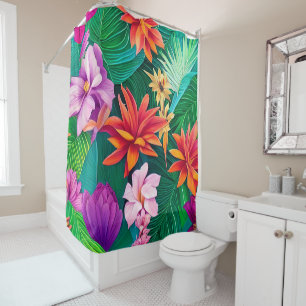 Colourful Tropical Flowers Pattern  Shower Curtain