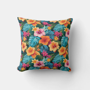 Colourful Tropical Foliage Pattern Cushion