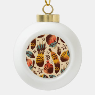 Colourful Tropical Fruit Mix Pattern Ceramic Ball Christmas Ornament