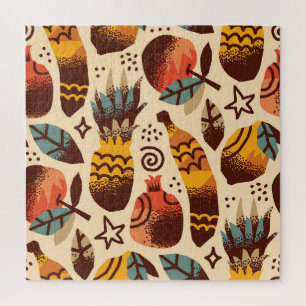 Colourful Tropical Fruit Mix Pattern Jigsaw Puzzle