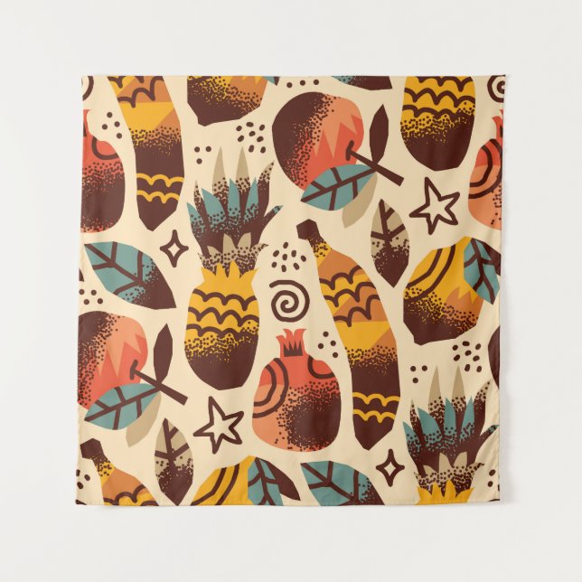 Colourful Tropical Fruit Mix Pattern Tapestry (Front)