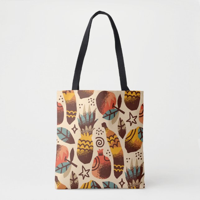 Colourful Tropical Fruit Mix Pattern Tote Bag (Front)