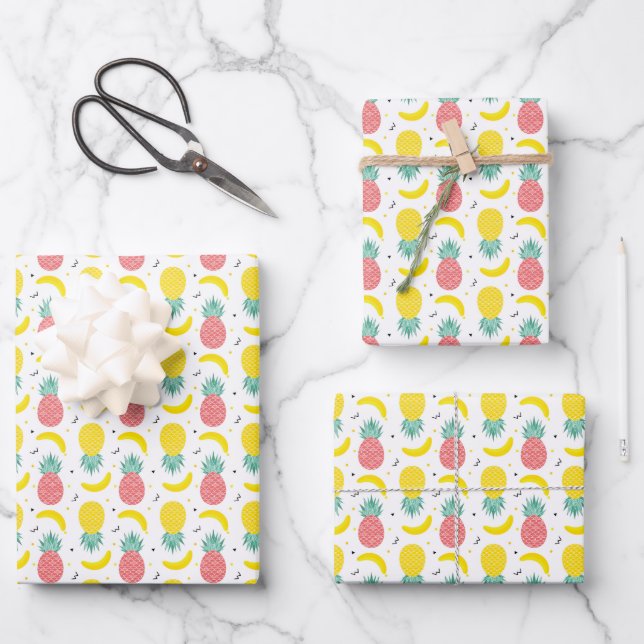 Colourful Tropical Fruit Pattern 2 Wrapping Paper Sheet (Front)