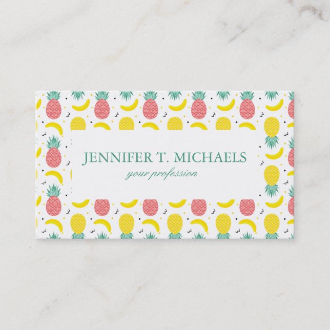 Colourful Tropical Fruit Pattern Business Card (Front)